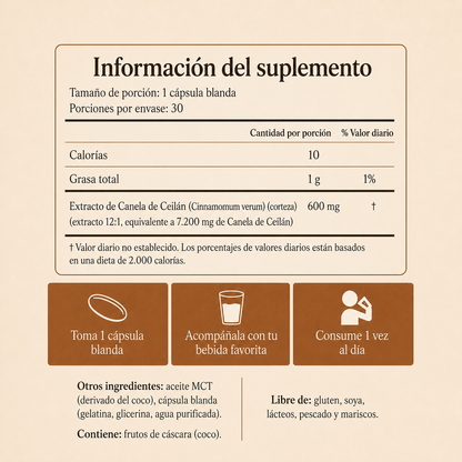 Canela de Ceilán con aceite MCT | Tu ritmo de equilibrio diario.
